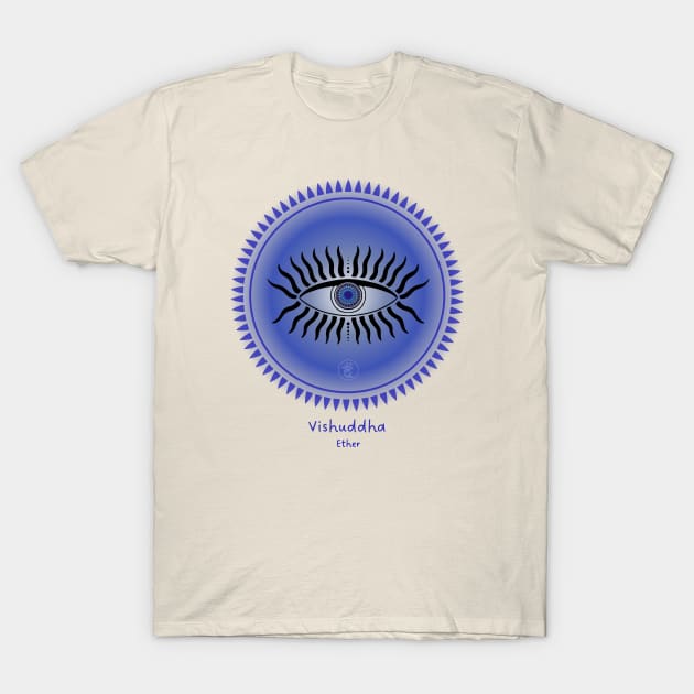 Third Eye, Meditative. Vishuddha, Ether. Throat Chakra. T-Shirt by Anahata Realm